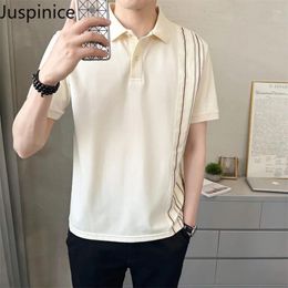 Men's Polos Summer Striped Short-sleeved POLO Shirts Fashionable Lapel Thin Loose Casual Half-sleeved T-shirts Men Tops Male Clothes