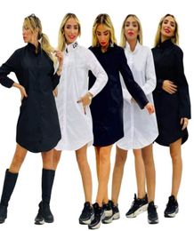 Women Blouses Fashion Black White Shirt Casual Oversize Luxury Designer Letter Printed Tops Long Sleeve Shirts4549229