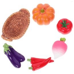 Decorative Flowers Adorable Basket House Accessory Hamper Tiny Vegetables Pumpkin Ornament Mini Storage Model Decor