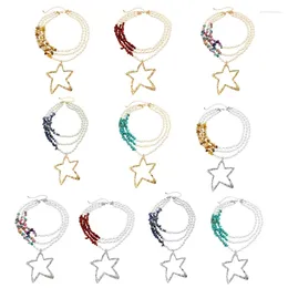 Pendant Necklaces Stylish Pearls Beaded Necklace Star Charm Neckchain Multi Layer Women