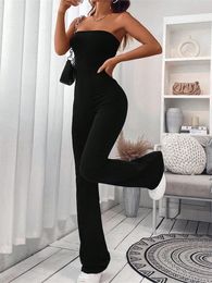 Summer Womens Bustier Jumpsuit Slimming Hip Lifting Drawstring Black Sexy tie 240409