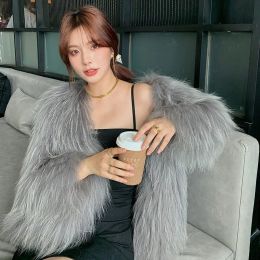 Winter New Coat for Women Short Loose-fitting Warm Thickening Faux Fur s Jacket Long Sleeve Top T63