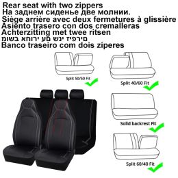 AUTO PLUS Universal High Back Bucket Leather Car Seat Covers Premium Waterproof Leather Full Set Airbag Compatible