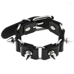 Link Bracelets Black Punk Spike Rivets For Women Stud Bracelet PU Leather Charm Cuff Bangles Jewellery Party Gift