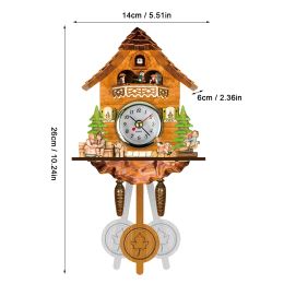 Vintage Wood Cuckoo Wall Clock with Bird Design Living Room Home Decor Clocks Hanging Pendulum Craft Art Gift