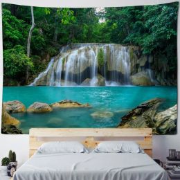 Waterfall Print Tapestry Natural Scenery Wall Hanging Forest Fabric Room Decor
