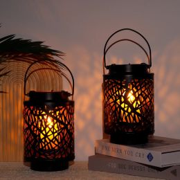 2Pcs Metal Hanging Candle Holder Hollow Branch Candle Holders Lanterns with Handle for Garden Outdoor Yard Home Decor