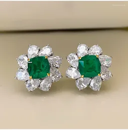 Stud Earrings Giant Sparkling 3 Carat Green Colombian Wood 925 Sterling Silver Imported High Carbon Diamond Engagement Jewellery