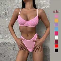 Sexy Bras Sets Women Underwear Lace Mesh Bra Briefs Two Piece Fashion Underwears Ladies Sexy Lingerie Clothes