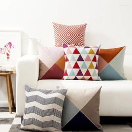 Pillow Case With Simple Contrasting Colors Geometric Cotton And Linen Sofa Cover For Living Room Bed Office 45x45