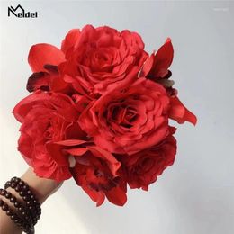 Decorative Flowers Artificial 9 Heads Rose Orchid Flower Bouquet Silk Roses Home Wedding Decoration Accessories Fake