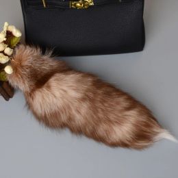 40cm Furry Animal Tails Keychain Gifts Cute Plush Fox Tail Keyrings for Women Bag Backpack Car Key Charms Wholesale