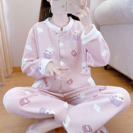 Winter New Plush Stand Up Neck Warm Interlayer Pregnant Women Prenatal and Postpartum Breastfeeding 10 Baby Clothing Set 12 Month Pyjamas