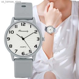 Wristwatches Fashion Lady Hot Sales es Leisure Grey Digital Simple Women Quartz Sports Sile Strap Ladies Clock Wristes240409