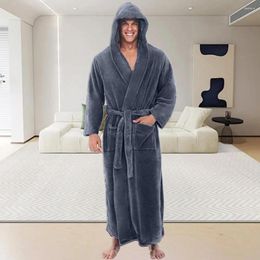 Home Clothing Plush Bathrobe Luxurious Men's Hooded With Adjustable Belt Ultra Soft Absorbent Male Robe Pockets Cosy For Him