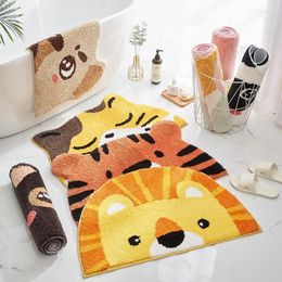 Carpets Bathroom Rug Animal-shaped Flocking Cartoon Floor Mat Bath Absorbent Non-slip Doormat Soft Fluffy Bedroom Carpet For Rooms