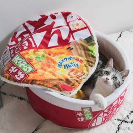 Cat Beds Furniture Circular Closed Cat Nest Pet Bed Ramen House Warm Dog Cat Nest Beds Instant Noodle Shape Pet House Cushion Kennel