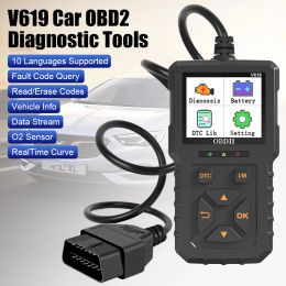V619 12V Car OBD2 Diagnostic Tools OBD 2 Scanner Cheque Engine System Battery Tester Code Reader O2 Sensor Test Auto Accessories