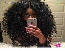Beautiful Africa Womens Long Curly Black Lace Front Synthteic Hair wig8235366