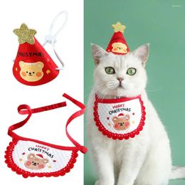 Dog Apparel 1 Set Pet Hat And Bib Exquisite Embroidery Cat Soft Adjustable Christmas Costume Party Decoration