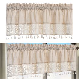 Windows Short Curtain Multipurpose Breathable Farmhouse Valance for Kitchen Cabinet Restaurant Dining Room Household Decor