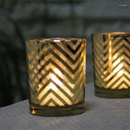 Candle Holders 4 Colour Contemporary Contracted Gold Broken Line Electroplate Glass Candlestick Romantic Candlelight Dinner Bar Decoration