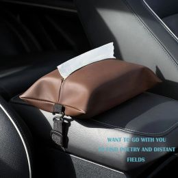PU Leather Tissue Box For Car Hanging Napkin Paper Holder in Sun Visor Seat Back Armrest Portable Tissu Organiser Case