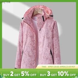 Men's Jackets Outdoor camouflage jacket womens single-layer windproof and waterproof hooded jacket breathable sports running mountain camping setL2404