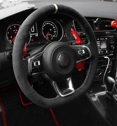 Wholesale Alcantara Hand-stitched Car Steering Wheel Cover for VW Golf 7 GTI Golf R MK7 VW Polo GTI Scirocco 20154445782