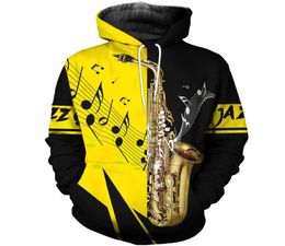 Men039s Hoodies Sweatshirts Drop Saxophone Art 3D Printing Men Autumn Hoodie Unisex Casual Zipper Streetwear Jacket Tracksuit3943050