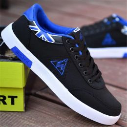Sneakers Fashion Canvas Sneakers for Teens School Boys Flat Lace Up Walking Shoes New 2023 Summer Runway Vulcan Shoes Blue