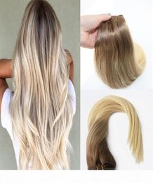 Balayage Ombre Hair Extensions Remy Human Hair of Clip in Hair Extensions Colour Brown to Blonde 8 to 613 Silky Straight 120g2191061