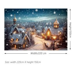 MOON.QG Winter Christmas Village Backdrop Photography Snow City Town Mountain Photocall Background Holiday Decor Shooting Props