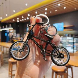 Emulate Bicycle Keychain Mini Diecast Metal Finger Mountain Bike Bag Pendent Key Chain Toy Gift for Children Men Collector