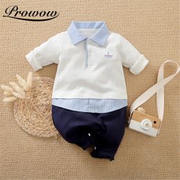 Prowow Gentleman Baby Costume Handsome Toddler Bobysuit Stripe Newborn Jumpsuits For Boy Bowtie Infant Clothes Soft Baby Romper