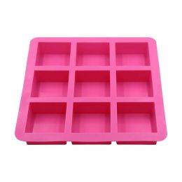 9Cavity Square Silicone Mould For Making Soaps 3D Plain Soap Mould DIY Handmade Soap Form Tray Mould Craft Pudding Candy Jelly Mould