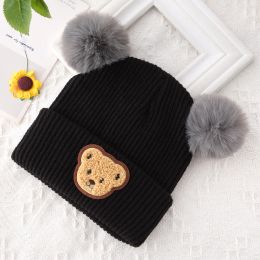 EWODOS Newborn Baby Kid's Winter Knitted Hats Cute Bear Pattern Knit Beanie Warm Cap for Infant Newborn Cold Weather Accessories