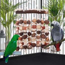 Other Bird Supplies Parrot Hanging Chewing Toys Natural Wooden Blocks Corn Cob Nuts Cage Accessories For Relieve Boredom