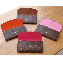 Luxury Brown flower Wallets Genuine Leather fashion single zipper men women Wallets lady ladies long purse with box 60136 purses5677427