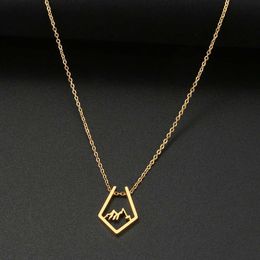 Pendant Necklaces Stainless Steel Necklace Irregular Mountain Pendant Chain Charm Fashion Necklace Womens Jewelry Party Mens GiftQ