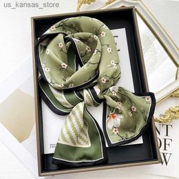 Scarves Fashion Headbands For Women Design % Real Silk Skinny Scarves Handle Bag Ribbons Foulard Tie Hair Band Print Neckerchief240409