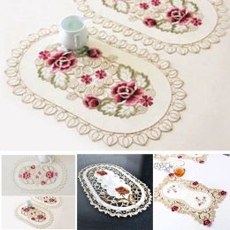 30*45cm Dining Table Place Mat Vintage Embroidered Lace Fabric Placemat Floral Non-Slip Tableware Bowl Pads Home Decoration