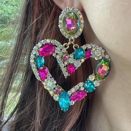 Dangle Earrings Dvacaman Luxury Sparkly Colourful Rhinestone Glass Heart-Shaped Drop For Women High Quality Crystal Jewellery Wedding Gift