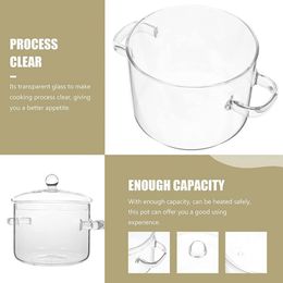 Glass Saucepan With Cover,Stovetop Cooking Pot With Lid And Handle Simmer Pot Clear Soup Pot, High Borosilicate 1900ML Durable