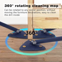 Rotatable Cleaning Mop Telescopic Triangle Spin Mop Long Handle Squeeze Quick Dry Mops for Floor Ceiling Household Cleaning Tool