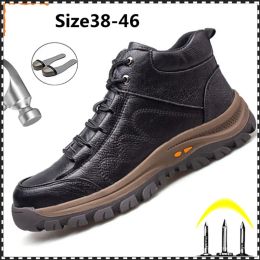 Boots Men Safety Shoes Work Boots Steel Toe Shoes Safety Boots Winner Shoes Punctureproof Work Sneakers Leather Men Boots