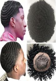 European Virgin Human Hair Replacement Afro 360 Waves Mono with NPU Toupee 8mm Wave Full Lace Unit Hairpieces for Black Men4730552