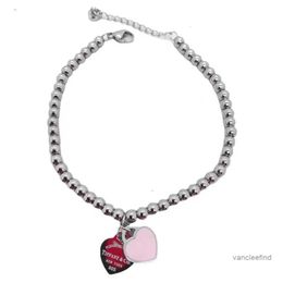 Fashion t Jewelry Women Stainless Beaded Bracelet Forever Love Enamel Pink Blue Heart Charms Pulsera Bracelets H1115sk7o 0xoi Nlbr