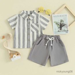 Clothing Sets Citgeett Summer Toddler Boy Gentleman Outfit Striped Print Short Sleeves Button Shirt and Shorts Set Formal Wear Clothes