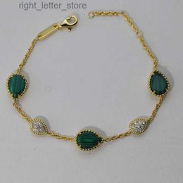 Bangle Brand new pure 925 sterling silver womens water droplet bracelet solid wedding jewelry cute green crystal diamond cute yq240409